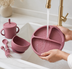 Nettoyage des pièces du coffret repas rose poudré