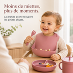 Poche récupératrice du bavoir en silicone du coffret rose poudré