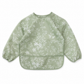 Bavoir à manches longues, motif vert sauge botanique