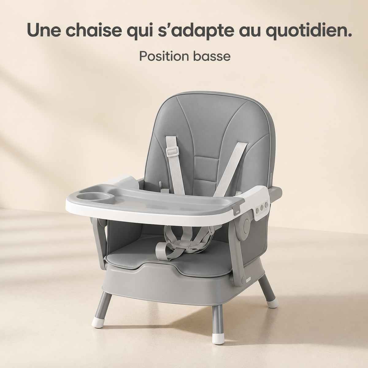 Chaise 2 hauteurs en position basse, au niveau du sol