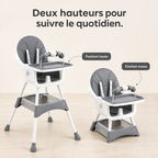Les deux hauteurs de la chaise Confort gris