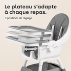 Plateau double de la chaise Confort gris, réglable sur trois positions