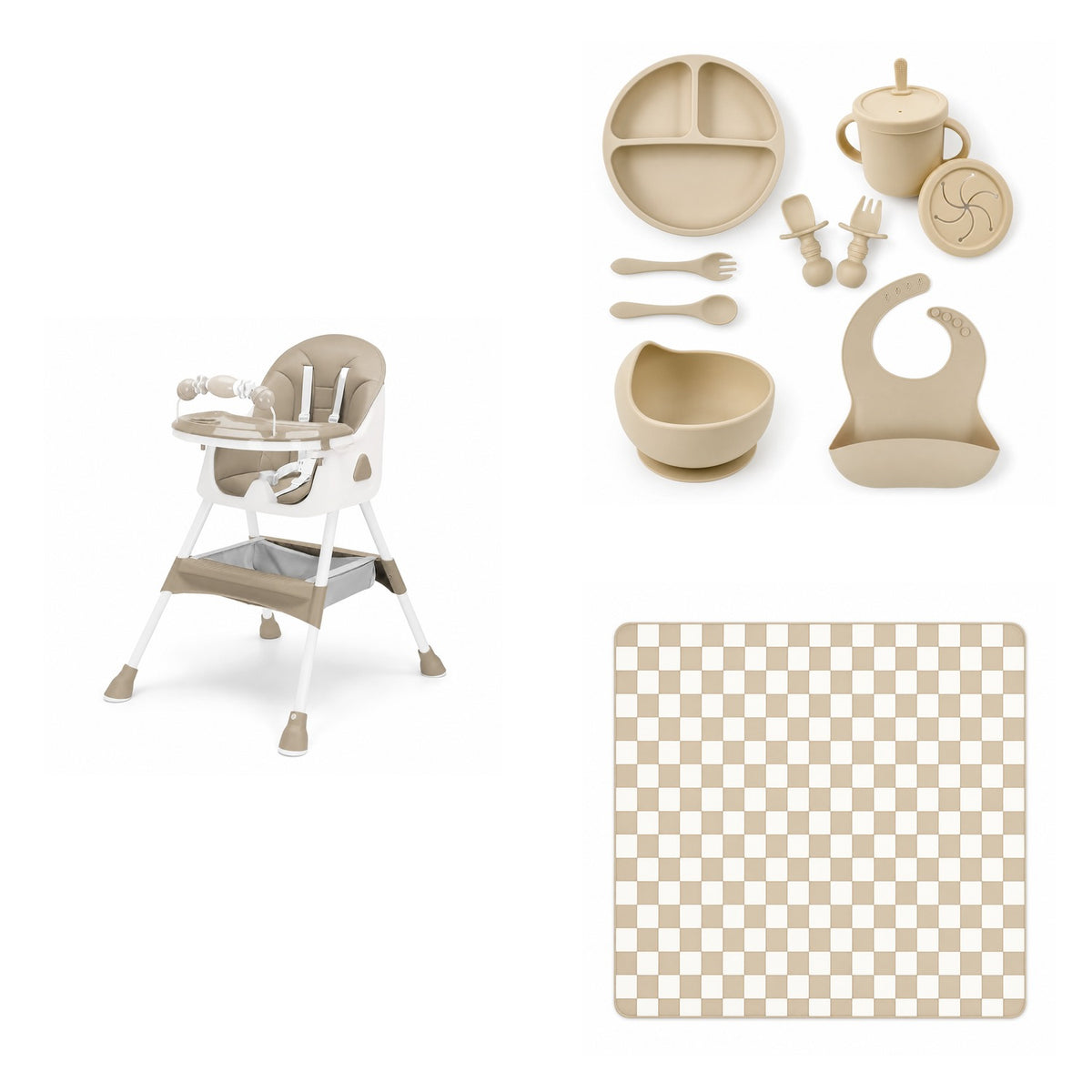 Pack Complet NIDOMEA en coloris beige : les articles du pack sur fond blanc