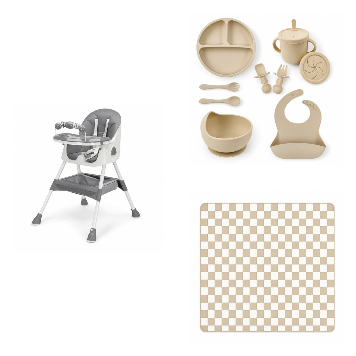 Pack Complet NIDOMEA en coloris gris : les articles du pack sur fond blanc