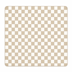 Tapis de repas imperméable 130 × 130 cm, motif damier beige