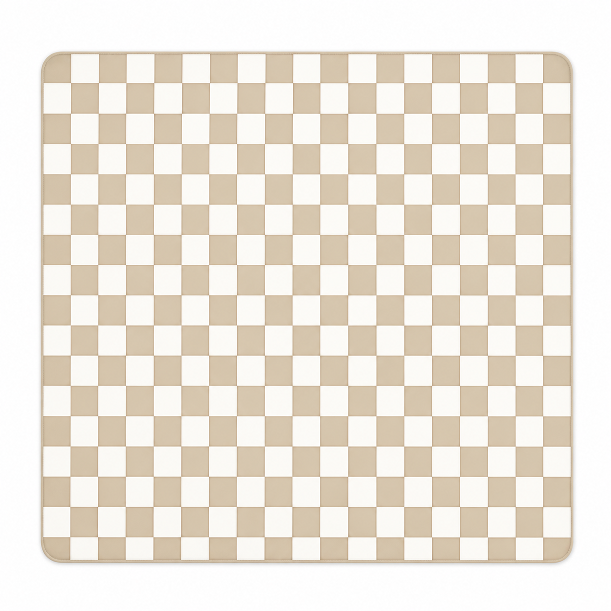 Tapis de repas imperméable 130 × 130 cm, motif damier beige