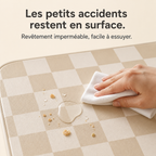 Surface imperméable du tapis damier beige, à essuyer sans passage en machine